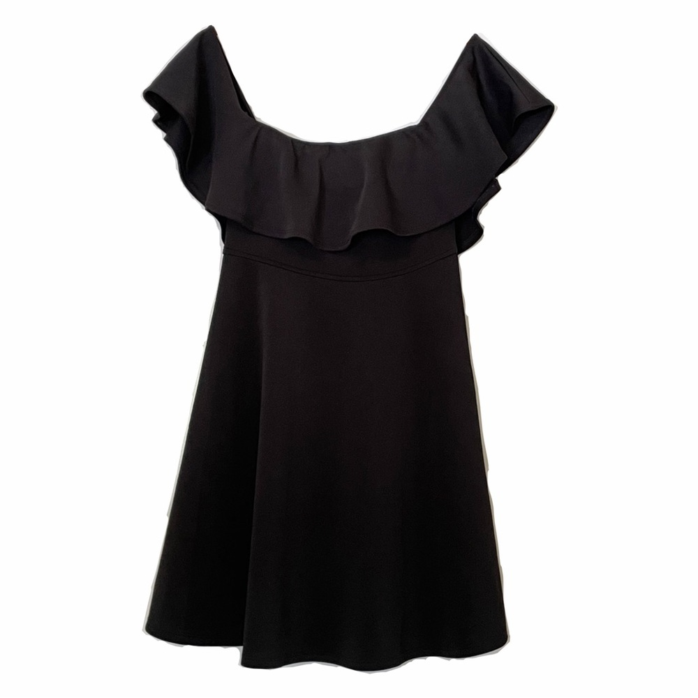 Love J. Off Shoulder Fit Flare Black Dress, Size Large